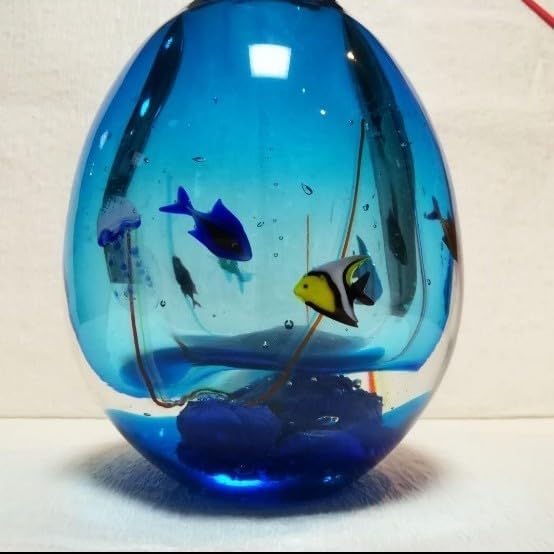 ベネチアンガラス 花瓶 ガラス工芸品 ガラスアート 水族館 魚